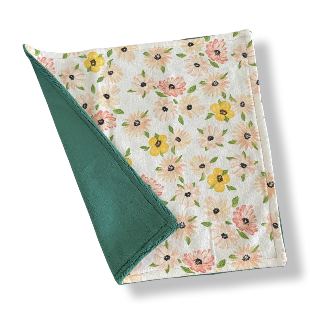 Mini Daisies DARK Green Baby Lovey