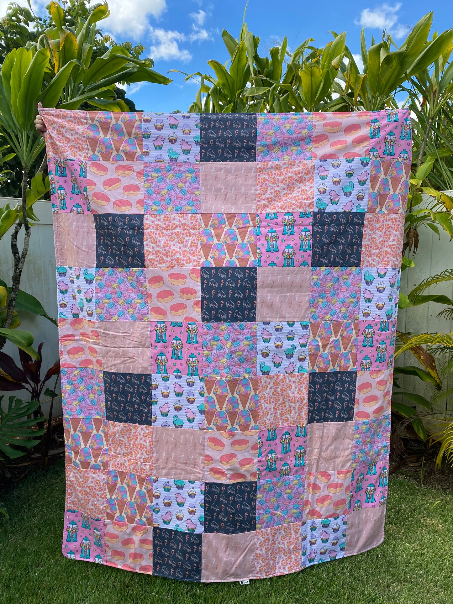 Retro Vibez Twin-Sized Patchwork Minky Blanket