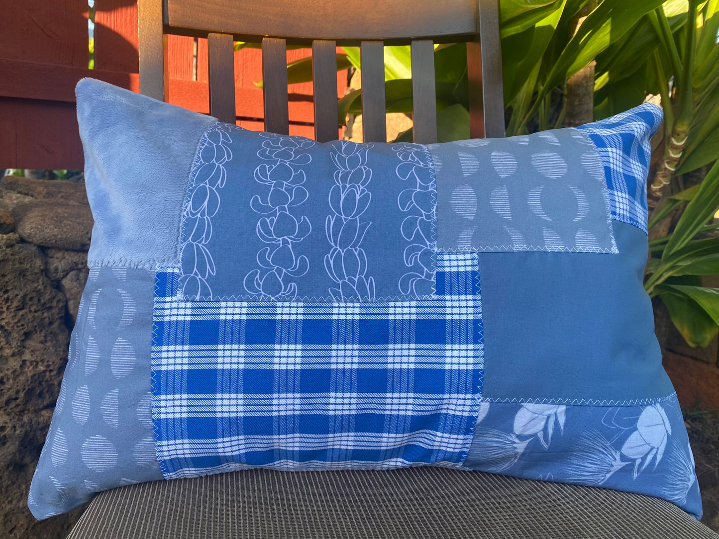 Hawaiian Patchwork BLUE Keiki Pillowcase
