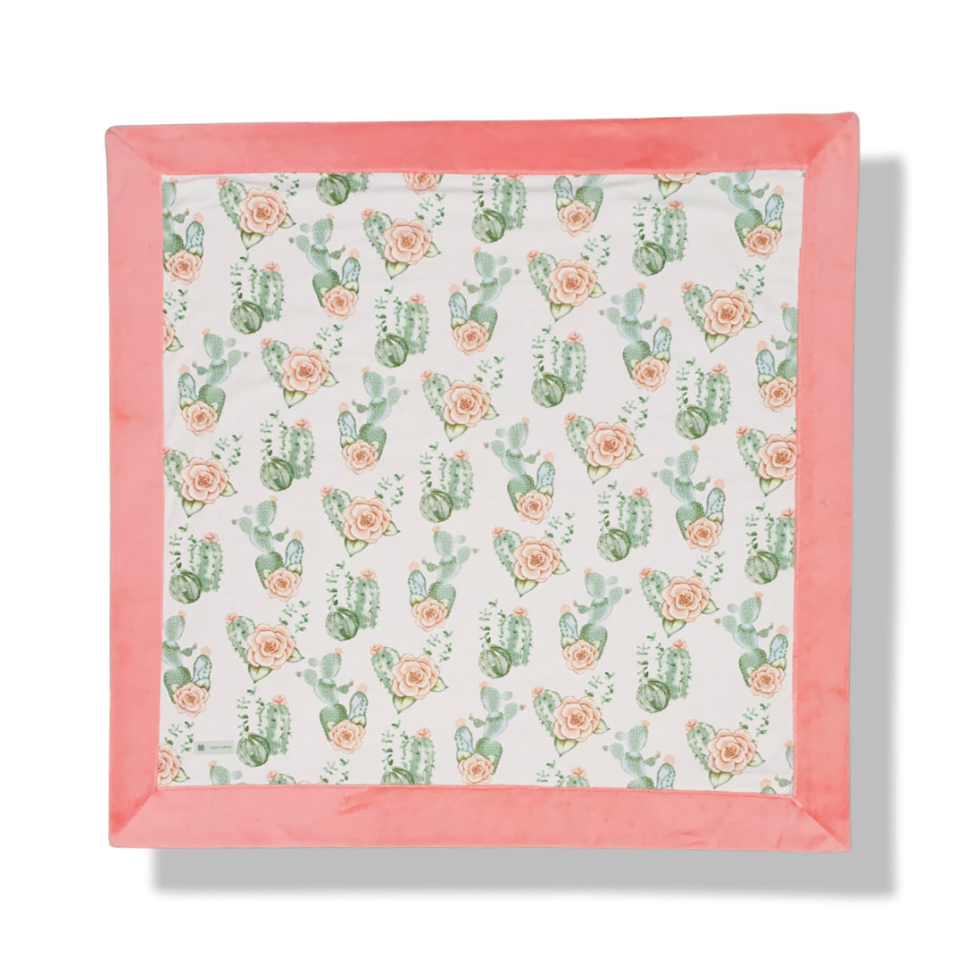 Cactus + Rose Bordered Minky Blanket