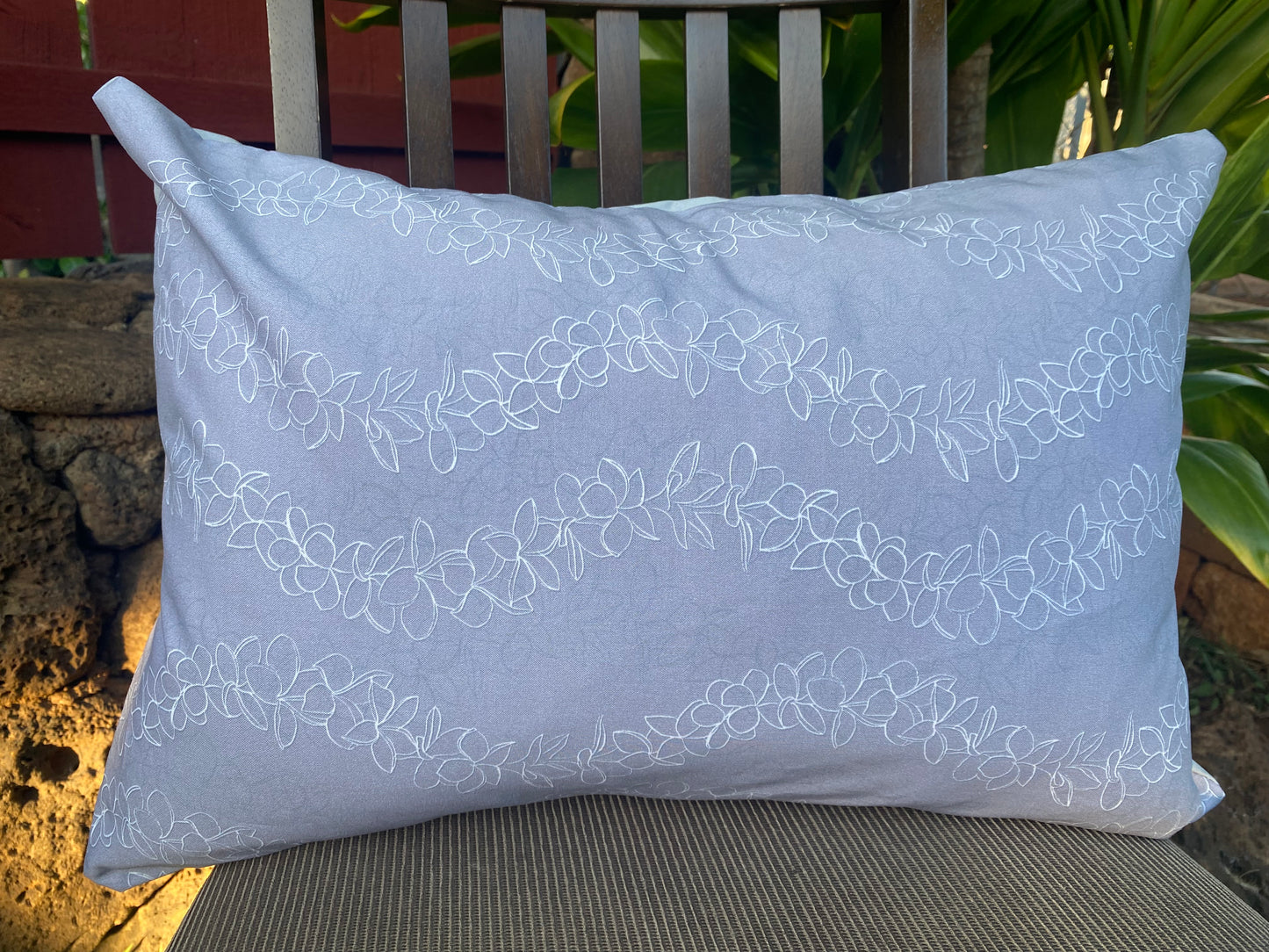Plumeria Outline GRAY Keiki Pillowcase